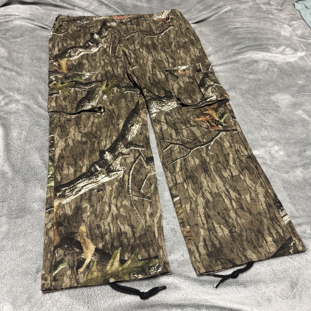 Mossy Oak Pants Mens XL Camo Cargo Relaxed Hunting Outdoor Workwear Drawstring